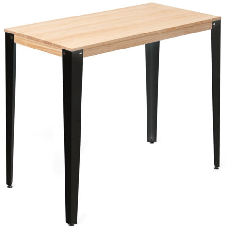 Mesa Lunds Alta 80x140x110cm Fume en madera maciza de pino acabado natural estilo nórdico Industrial Box Furniture (1/5)