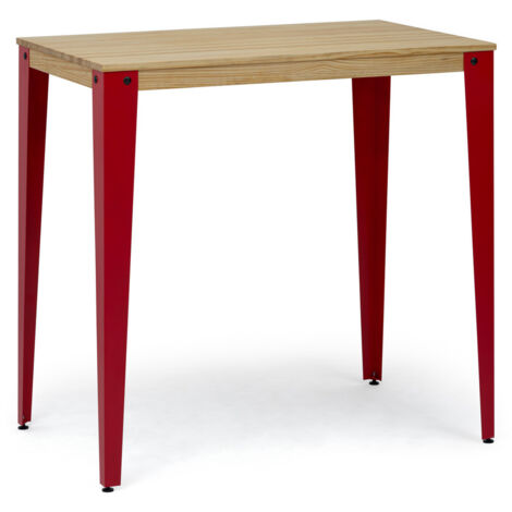 Mesa Lunds Alta 60x100x110cm Rojo en madera maciza de pino acabado natural estilo nórdico Industrial Box Furniture (1/5)