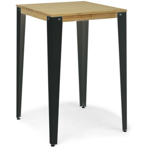 Mesa alta Lunds cuadrada 70x70x110 cm Fumé en madera de pino maciza acabado natural.