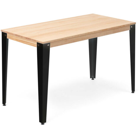 Mesa Lunds 160x80x75cm Fume en madera maciza de pino acabado natural estilo nórdico industrial Box Furniture (1/5)