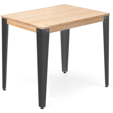 Mesa Lunds 100x100x75cm Fume en madera maciza de pino acabado natural estilo nórdico industrial Box Furniture (1/5)