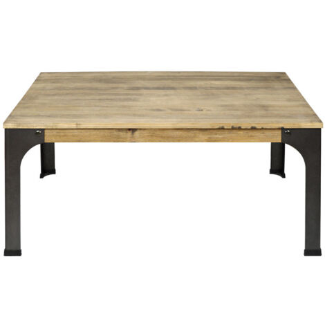 Mesa de centro Bristol 80x80x46cm en madera maciza de pino acabado vintage estilo industrial. (1/5)