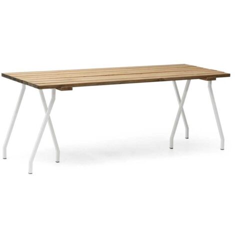 Mesa Listones Exeter Eco-Line 160x78x75cm Blanco en madera maciza gran espesor acabado Vintage Box Furniture (1/5)