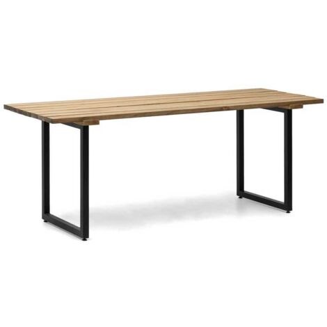 Mesa Listones Exeter Eco-Line Negra 160x78x75cm en madera maciza acabado envejecido de gran espesor Box Furniture (1/5)