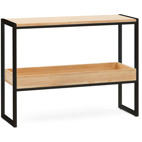 Consola iCub con bandeja 100x32x75cm Negra en madera maciza de pino acabado natural estilo industrial Box Furniture (1/4)