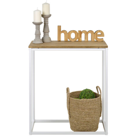 Recibidor iCub 35x70x82cm Blanco en madera maciza de pino acabado vintage estilo industrial Box Furniture (1/5)