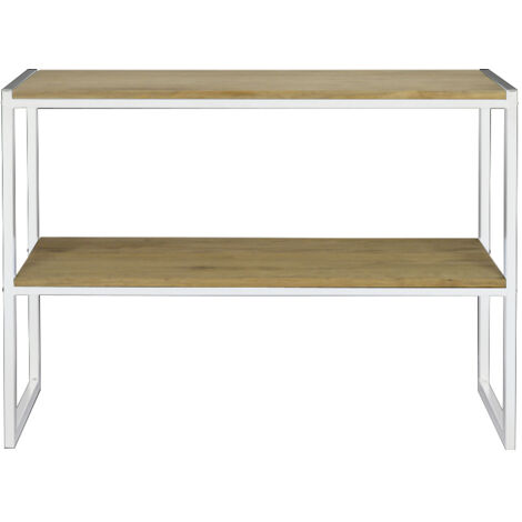 Consola iCub con bandeja 140x32x75cm Blanca en madera maciza de pino acabado vintage estilo industrial Box Furniture (1/2)
