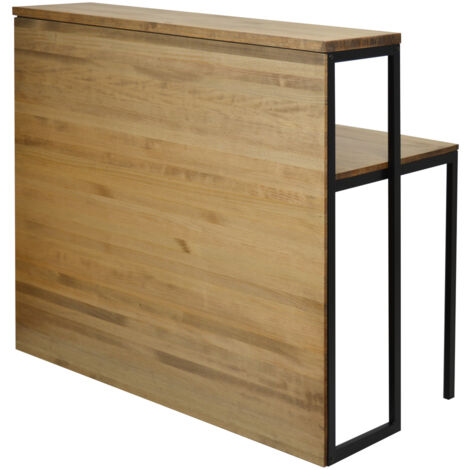 Mostrador iCub con mesa 60x120x110cm Negro en madera maciza de pino acabado vintage estilo industrial Box Furniture (1/5)