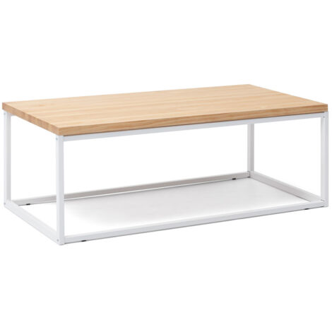 Mesa Centro iCub U Big Wood 100x60x43cm Blanca en madera maciza de pino acabado natural estilo nórdico Industrial Box Furniture (1/5)