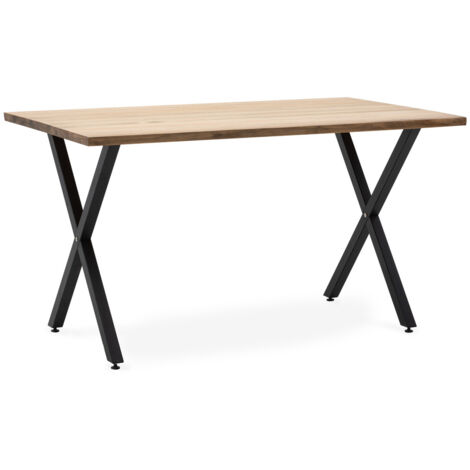 Mesa Comedor Pata X ECO 180x80x75cm Negra en madera maciza de pino acabado vintage estilo industrial Box Furniture (1/5)