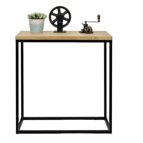 Recibidor iCub Big Wood 70x35x80cm Negro en madera maciza de pino acabado vintage estilo industrial Box Furniture (1/4)