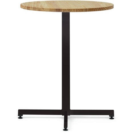 Mesa Redonda iCub 60x75cm Negra en madera maciza de pino acabado natural estilo nórdico industrial (1/2)