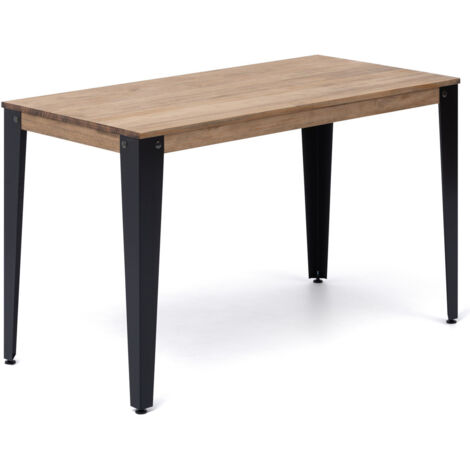 Mesa Lunds 180x80x75cm Negra en madera maciza de pino acabado vintage estilo industrial Box Furniture (1/5)