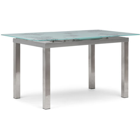 Mesa de comedor de cristal templado extra grueso 140x85x75cm extensible con mecanismo automatizado (1/5)