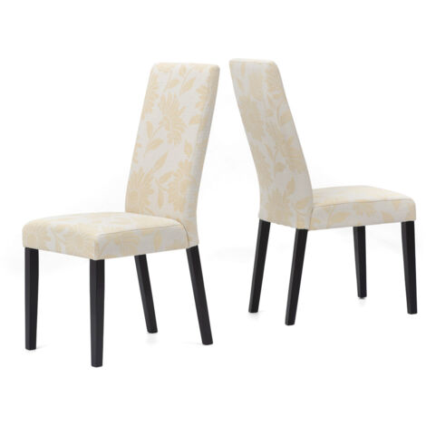 Pack de 2 Sillas Sun Flower Beige, patas en madera maciza color wengué (1/4)