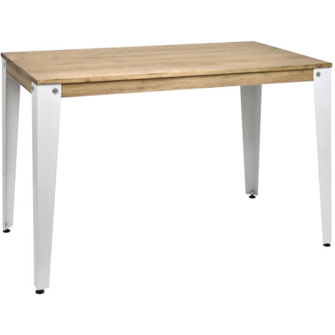 Mesa Lunds 180x80x75cm Blanca en madera maciza de pino acabado vintage estilo industrial Box Furniture (1/5)