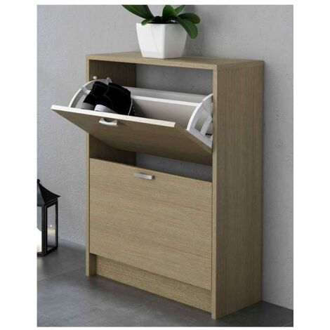 Mueble Zapatero Manila con 2 trampones en roble. 60 cm(ancho) 81.6 cm(altura) 25 cm(fondo)