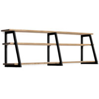 Estantería poligonal ascendente en madera de pino con estructura de acero estilo industrial 180x35x47.5cm