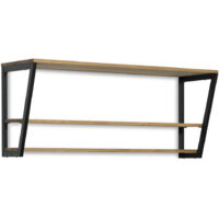 Estantería poligonal descendente industrial con tableros de madera de pino 120x35x47cm