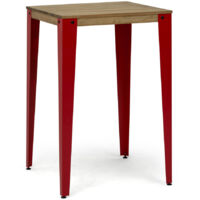Mesa Lunds Alta 80x80x110cm Roja en madera maciza de pino acabado vintage estilo Industrial Box Furniture