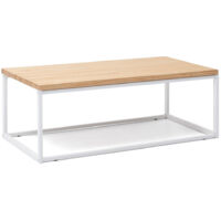 Mesa Centro iCub U Big Wood 100x60x43cm Blanca en madera maciza de pino acabado natural estilo nórdico Industrial Box Furniture