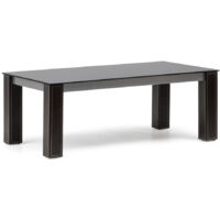 Mesa Centro 110x60x42cm Cristal Negro y patas forradas en cuero pespunte a contraste