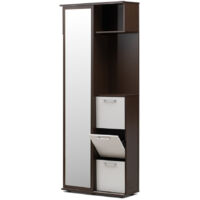 Mueble de entrada, armario recibidor, colgador espejo y zapatero 198x80x30