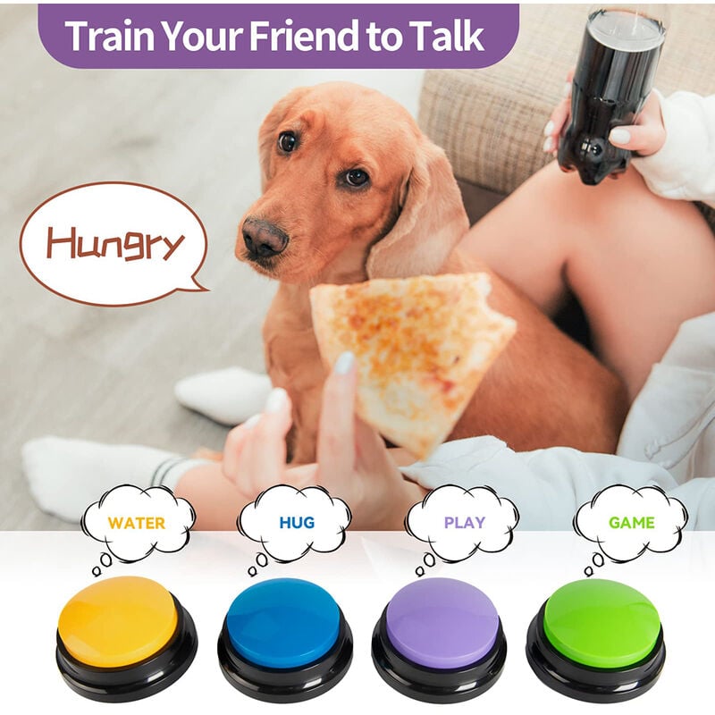 Buzzers de réponse enregistrables, boutons enregistrables pour chiens,  bouton sonore d'enregistrement vocal (yu-b)