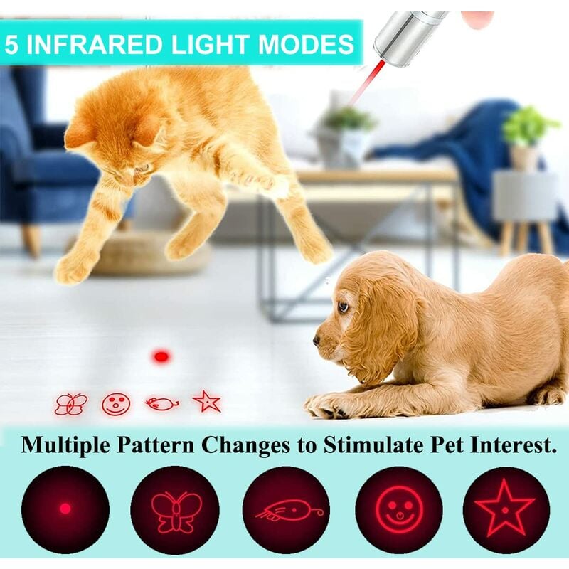 Jouet laser pour chat, pointeur de lumière Led Red Dot Jouets interactifs  pour chats d'intérieur Chiens, longue portée 3 modes Lazer Projection  Playpen pour chaton animal de compagnie d'extérieur