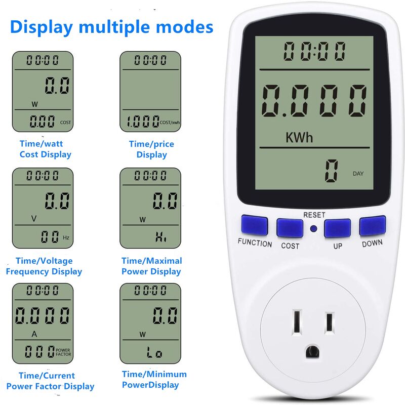 Wattmètre, prise 220V AV, EU, LCD digital, compteur de puissance, énergie,  kWh, FR, US, UK, AU, BR, mesure le courant, analyseur - AliExpress