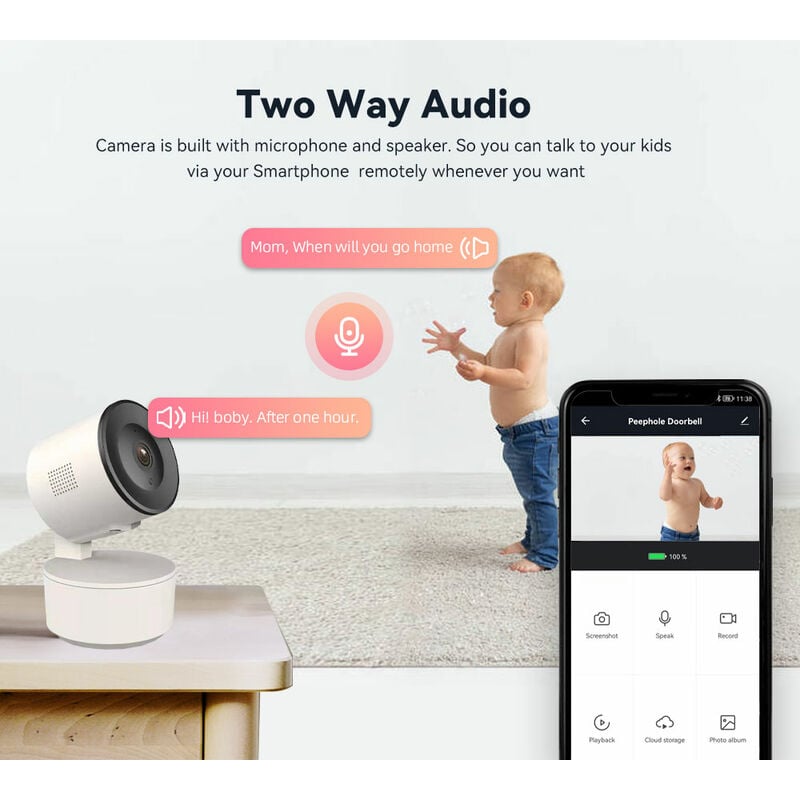 Babyphone vidéo Wi-Fi Caméra Moniteur Bébé - PIMPIMSKY - Tuya