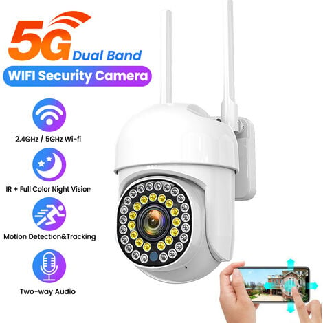 Wifi IP Caméra De Surveillance Sans Carte SD 1080P FHD 5G Sécurité  Extérieur Intérieur Sans Fil Vision Nocturne