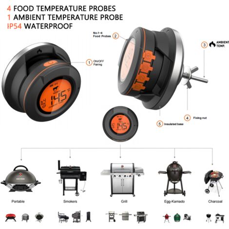 BFOUR Thermomètre de barbecue sans fil, Bluetooth numérique