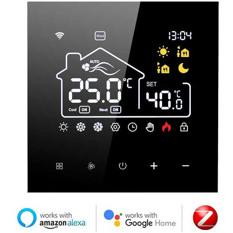 Thermostat Connecté Mural, WiFi pour Chaudière / Chauffage au Sol à Eau,  Intelligent Compatible avec Apple HomeKit, Alexa et Google Home, Commande