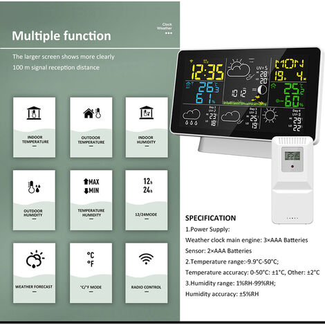 Station meteo solaire Tuya WIFI a ecran LCD de 7.5 pouces sans fil