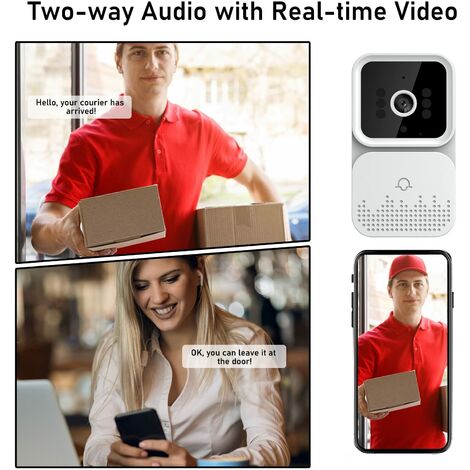 Interphone vidéo Smart Home, sonnette vidéo à distance sans fil  intelligente, sonnette antivol de charge Wifi de vision nocturne haute  définition, bidirectionnelle