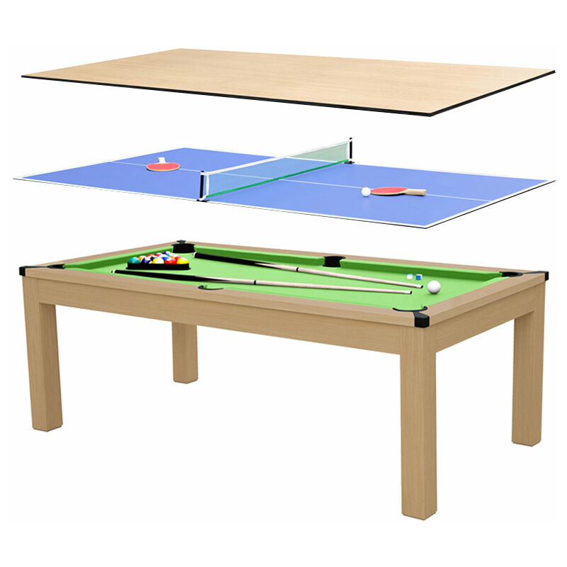 Billard, tennis de table bois, 3 en 1, avec plateau table.