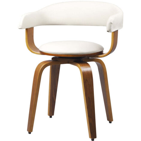 Chaise avec accoudoirs en cuir synthétique blanc - Harold