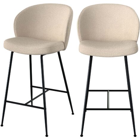 Lot de 2 chaises pour îlot central 66,3 cm en tissu bouclé beige - Groom
