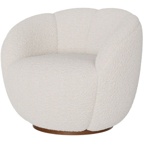 Fauteuil pivotant en tissu bouclé blanc - YSÉ (1/5)