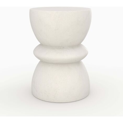 Table d'appoint ronde en béton blanc D35 cm - MAUPITI