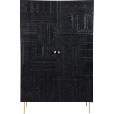 Armoire gravée en bois noir et métal doré - CHIMANE (1/5)