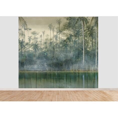 Murales lac de printemps-vert forêt Photo papier peint Grand Mur Art Nature Sauvage