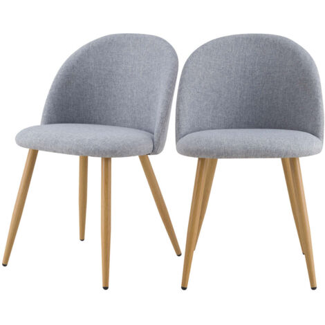Lot de 2 chaises en tissu gris clair et pieds en métal - COZY (1/5)