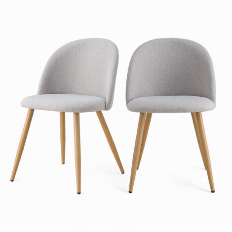 Lot de 2 chaises en tissu taupe chiné clair et pieds en métal - Cozy (1/5)