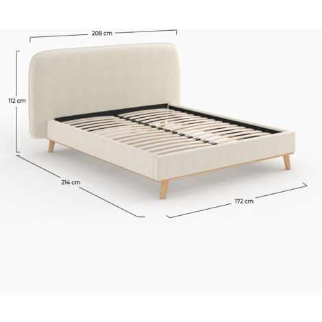 Lit double 160x200 cm en tissu gris/beige - MODJO