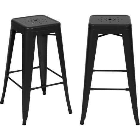 Lot de 2 tabourets pour îlot central 66 cm en métal noir mat - INDUS (1/5)