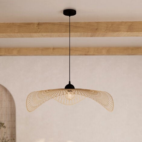 Suspension D75 cm en bambou avec fil noir - JIPI