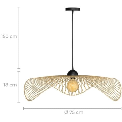 Suspension D75 cm en bambou avec fil noir - JIPI