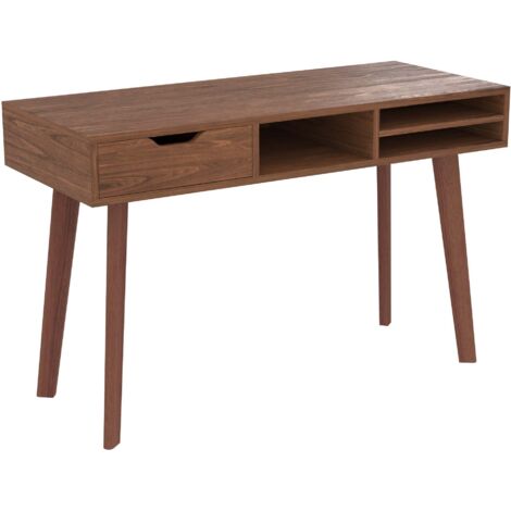 Bureau 1 tiroir et 3 niches en bois foncé - MOKA (1/5)